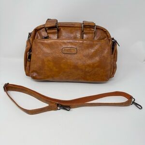 Fashion Women's Faux Leather Brown Purse Shoulder Bag with Removable Strap